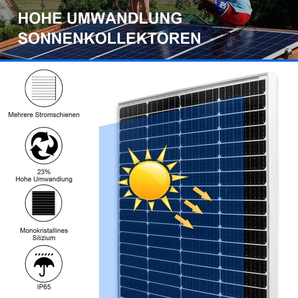 Solarpanel 120W 12V Monokristallin Solarmodul Kit 120 Watt Mono für Wohnmobil Balkonkraftwerk